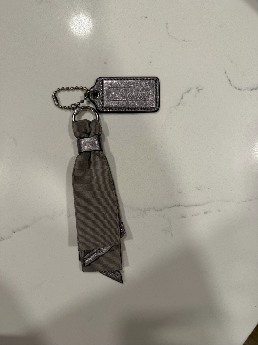 Coach Gray Ribbon Keychain Charm and Hangtag